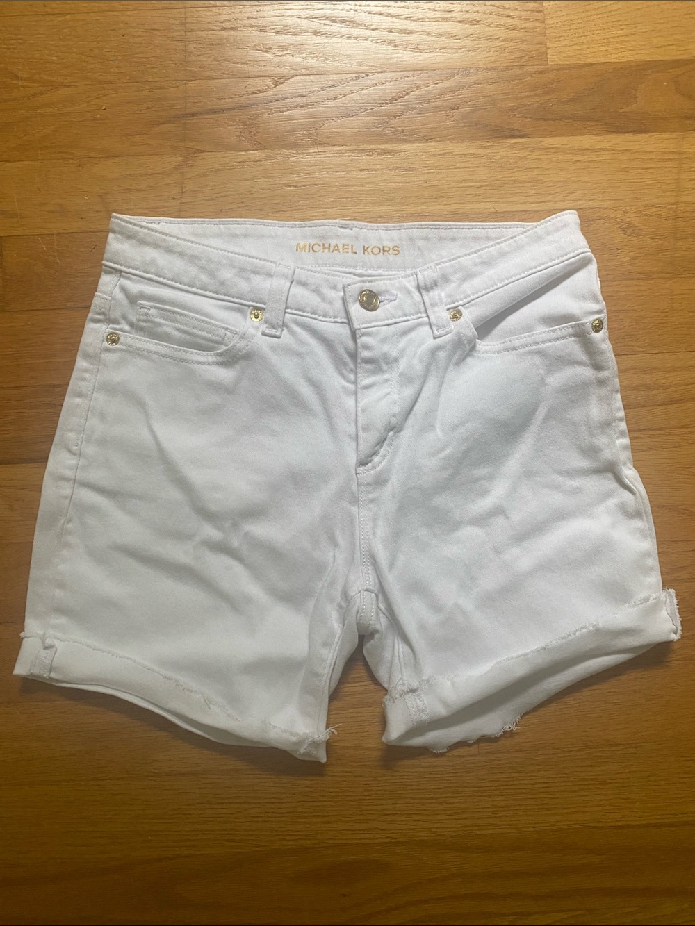 Michael Kors White Rolled Hem Denim Shorts
